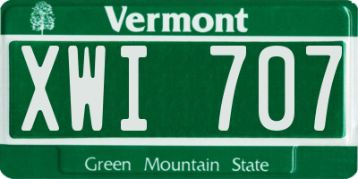 VT license plate XWI707