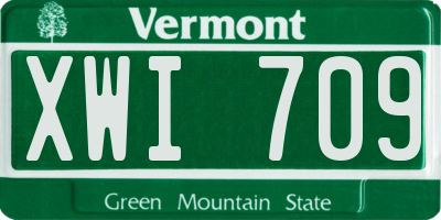 VT license plate XWI709