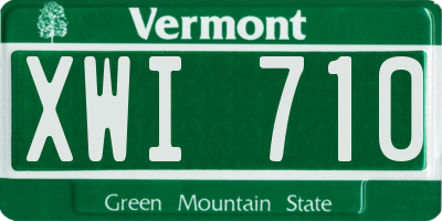 VT license plate XWI710