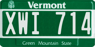 VT license plate XWI714