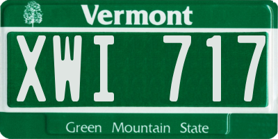 VT license plate XWI717
