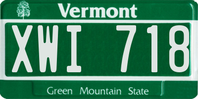 VT license plate XWI718
