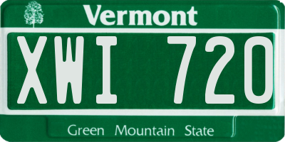 VT license plate XWI720