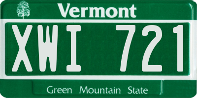 VT license plate XWI721