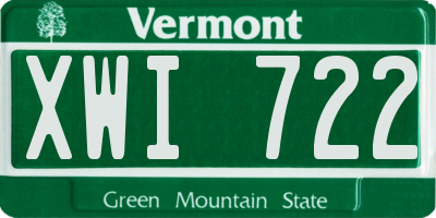 VT license plate XWI722
