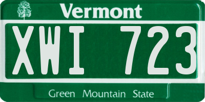 VT license plate XWI723