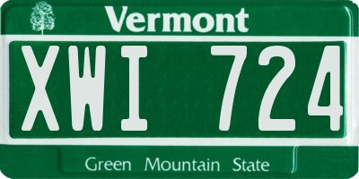 VT license plate XWI724