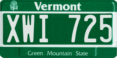 VT license plate XWI725