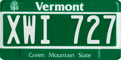 VT license plate XWI727
