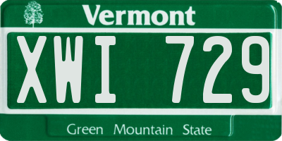 VT license plate XWI729