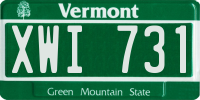 VT license plate XWI731