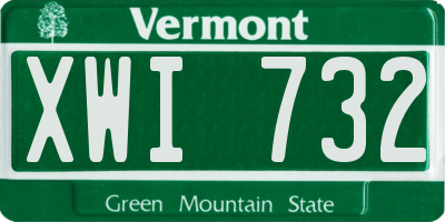VT license plate XWI732