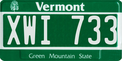 VT license plate XWI733