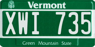 VT license plate XWI735