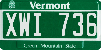 VT license plate XWI736