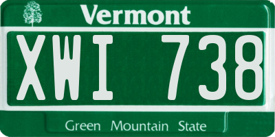 VT license plate XWI738