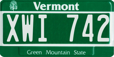 VT license plate XWI742