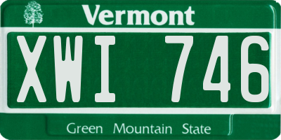 VT license plate XWI746