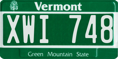 VT license plate XWI748