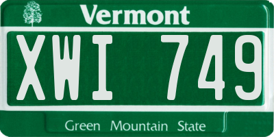VT license plate XWI749