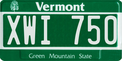 VT license plate XWI750
