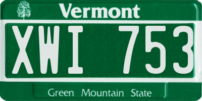 VT license plate XWI753