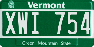 VT license plate XWI754