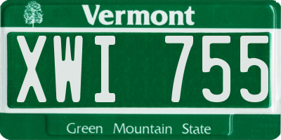 VT license plate XWI755