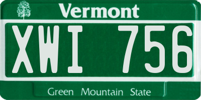 VT license plate XWI756
