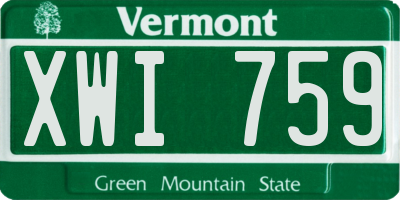 VT license plate XWI759