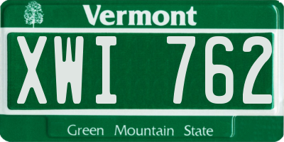 VT license plate XWI762