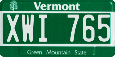 VT license plate XWI765