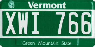 VT license plate XWI766