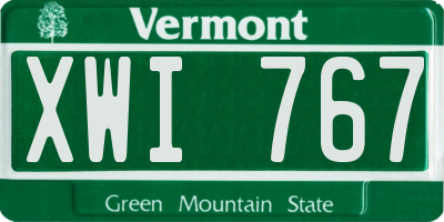 VT license plate XWI767