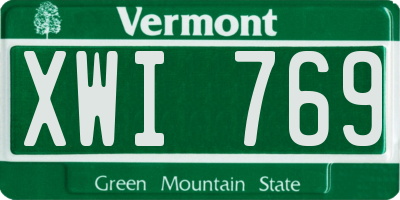 VT license plate XWI769