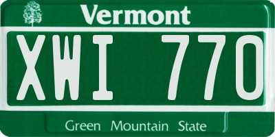 VT license plate XWI770