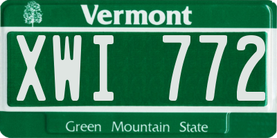 VT license plate XWI772