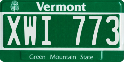 VT license plate XWI773