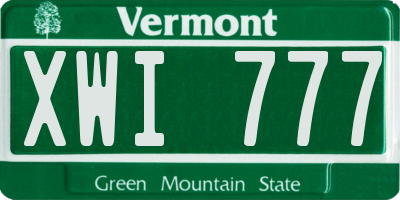 VT license plate XWI777