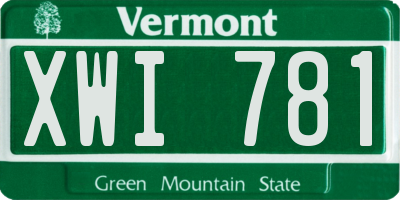 VT license plate XWI781