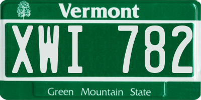 VT license plate XWI782