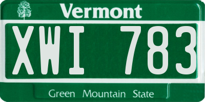 VT license plate XWI783
