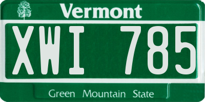 VT license plate XWI785