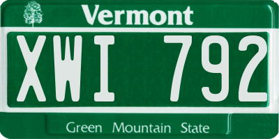 VT license plate XWI792