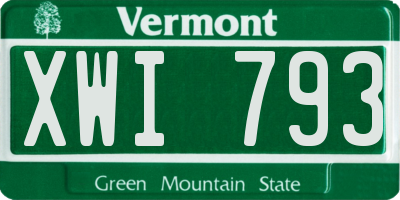 VT license plate XWI793