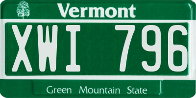 VT license plate XWI796