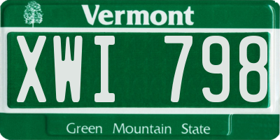 VT license plate XWI798