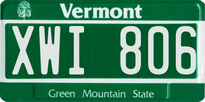 VT license plate XWI806