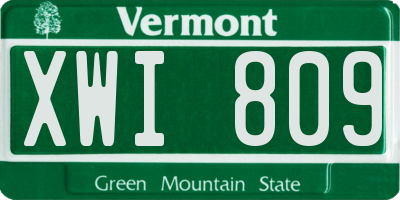 VT license plate XWI809