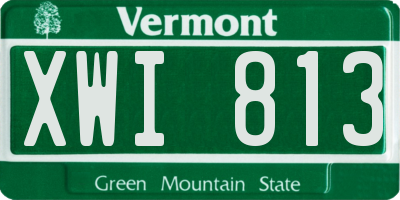 VT license plate XWI813